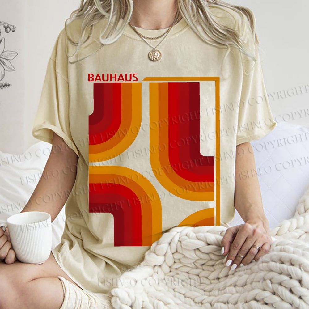 Unisex Bauhaus Design Printed Washed Tee