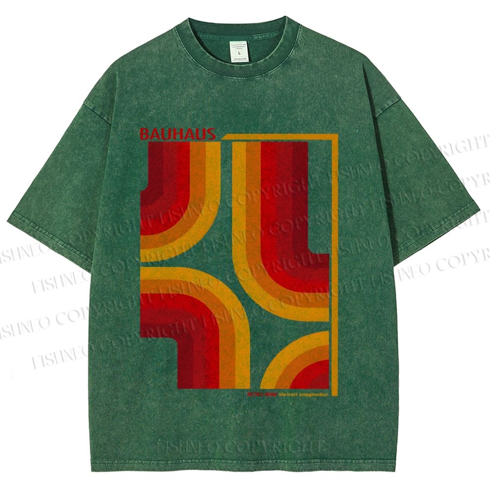 Unisex Bauhaus Design Printed Washed Tee