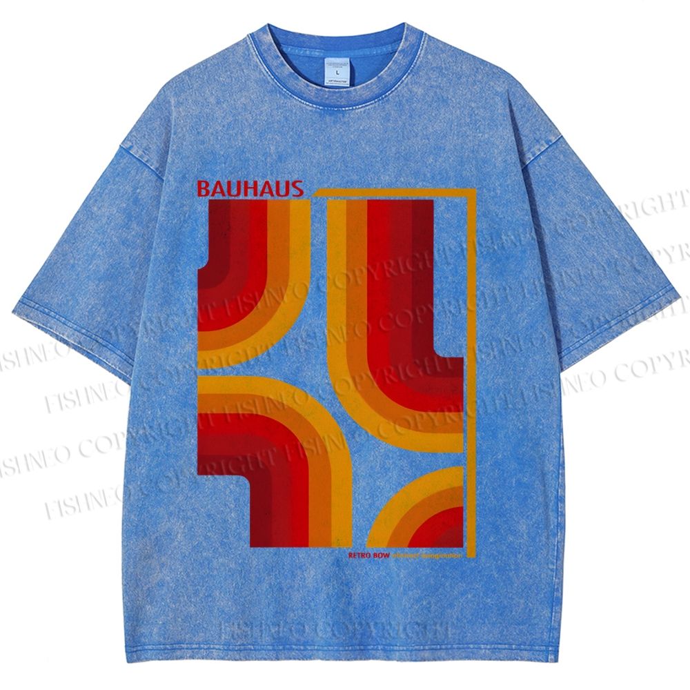 Unisex Bauhaus Design Printed Washed Tee