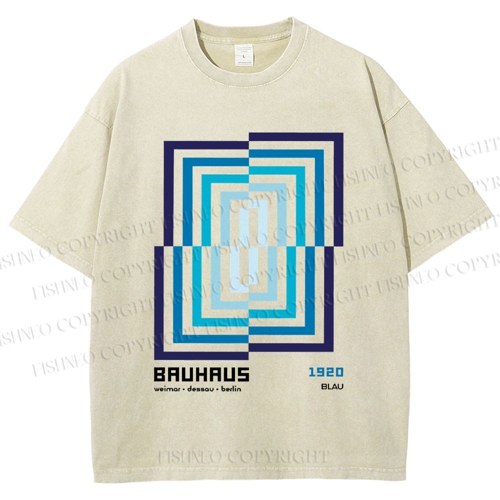 Unisex Bauhaus Design Printed Washed Tee