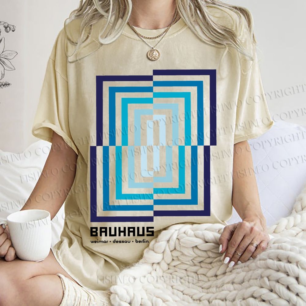 Unisex Bauhaus Design Printed Washed Tee