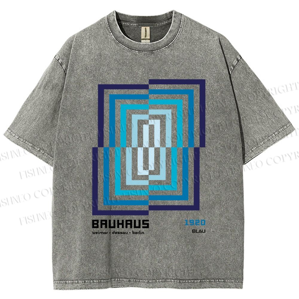 Unisex Bauhaus Design Printed Washed Tee