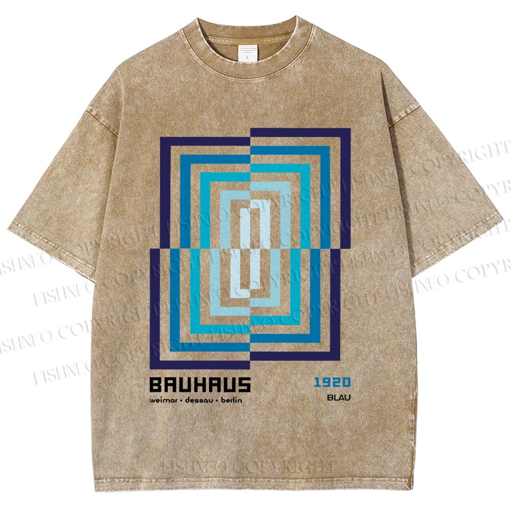 Unisex Bauhaus Design Printed Washed Tee