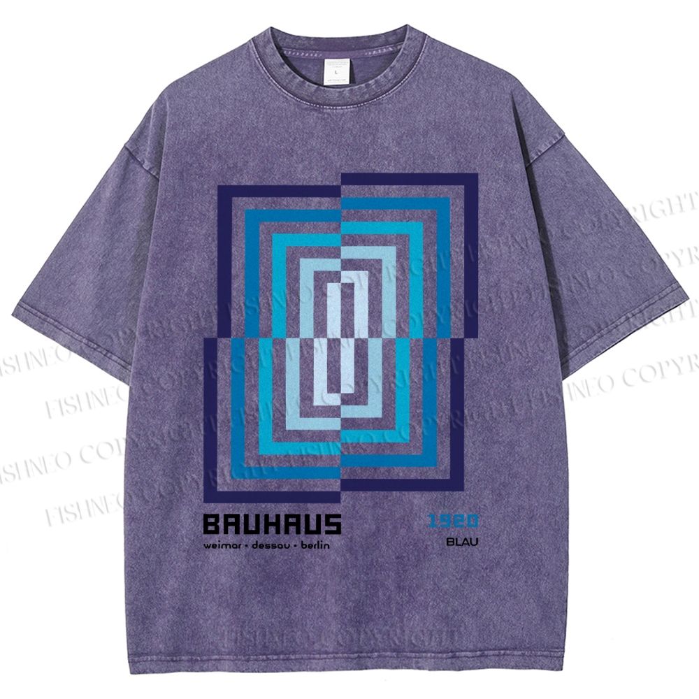 Unisex Bauhaus Design Printed Washed Tee