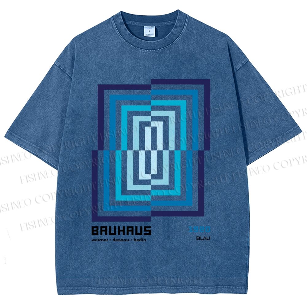 Unisex Bauhaus Design Printed Washed Tee