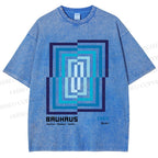 Unisex Bauhaus Design Printed Washed Tee