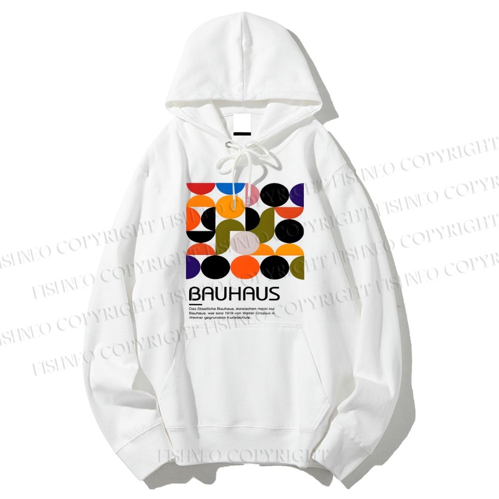 Unisex Vintage Bauhaus Design Casual Cotton Printed Hoodie