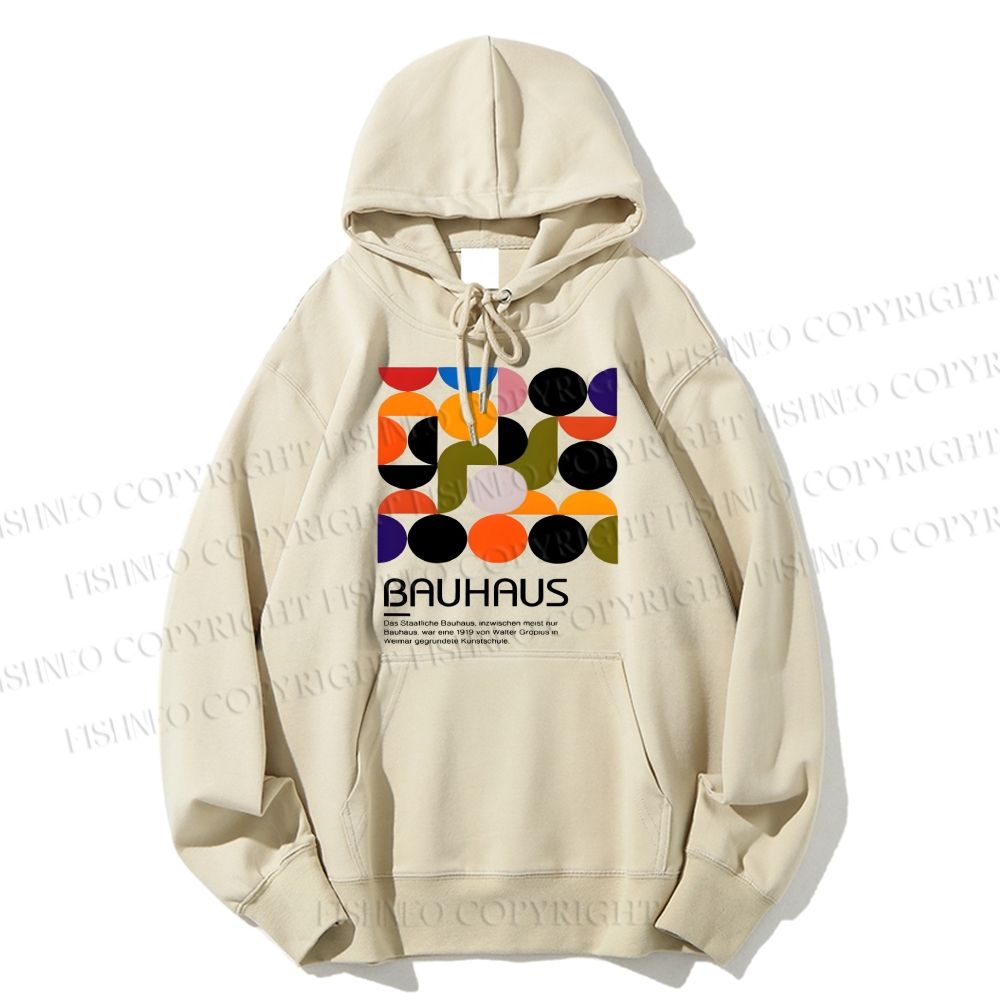 Unisex Vintage Bauhaus Design Casual Cotton Printed Hoodie