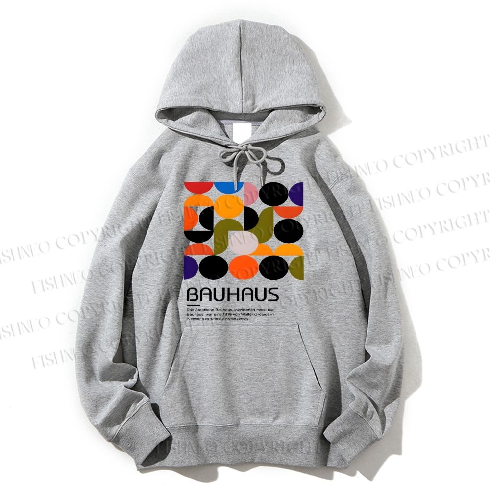 Unisex Vintage Bauhaus Design Casual Cotton Printed Hoodie