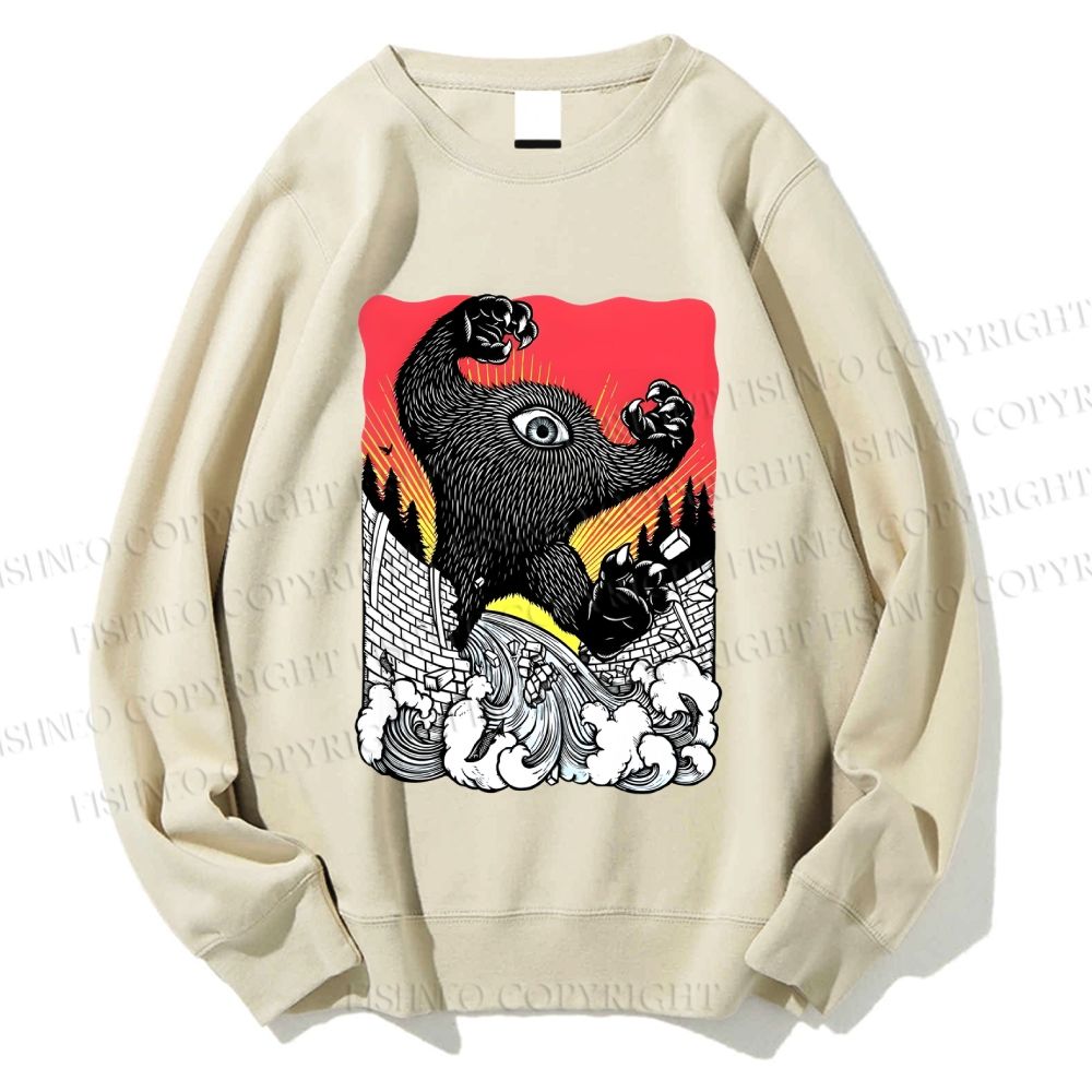 Unisex Vintage Eye Monster Printed Sweatshirt