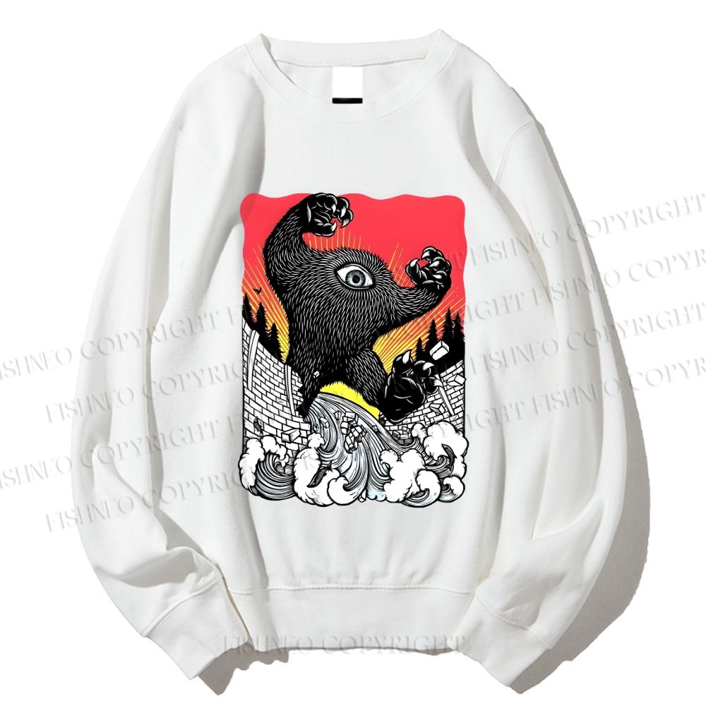 Unisex Vintage Eye Monster Printed Sweatshirt