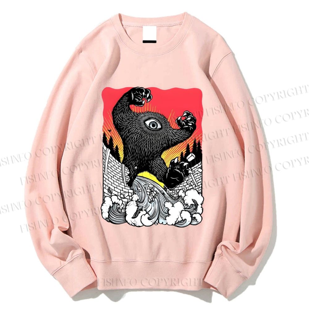 Unisex Vintage Eye Monster Printed Sweatshirt
