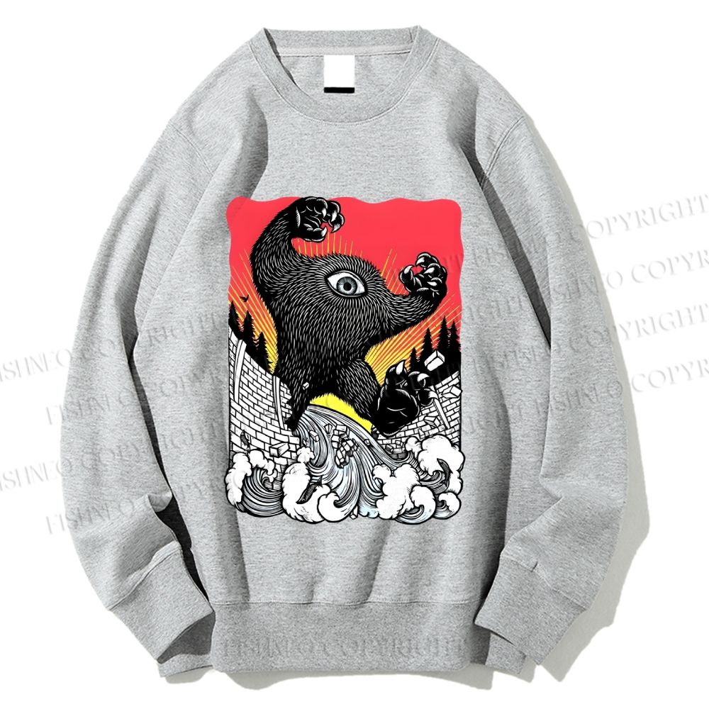 Unisex Vintage Eye Monster Printed Sweatshirt