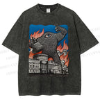 Unisex  Vintage Eye Monster Printed Washed Tee
