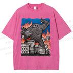 Unisex  Vintage Eye Monster Printed Washed Tee
