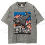 Unisex  Vintage Eye Monster Printed Washed Tee