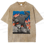 Unisex  Vintage Eye Monster Printed Washed Tee