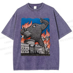 Unisex  Vintage Eye Monster Printed Washed Tee