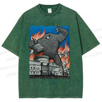 Unisex  Vintage Eye Monster Printed Washed Tee