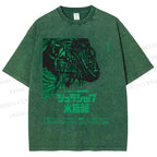 Unisex Vintage Japanese Aquarium Printed Washed Tee