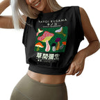 Yayoi Kusama Spotted Mushroom Vintage Sleeveless Crop Top