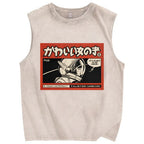 Cute Japanese Girl Vintage Distressed Washed Tank Top