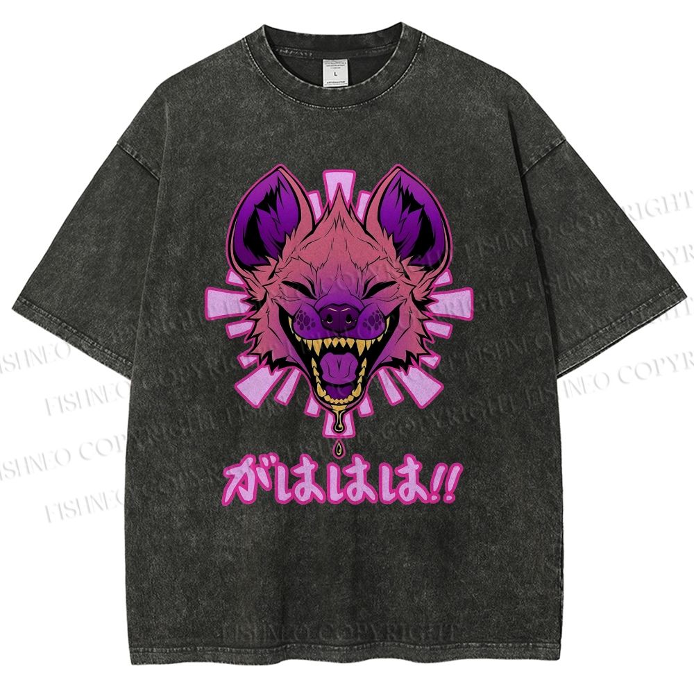 Unisex Wolf Printed Washed Tee