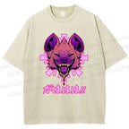 Unisex Wolf Printed Washed Tee