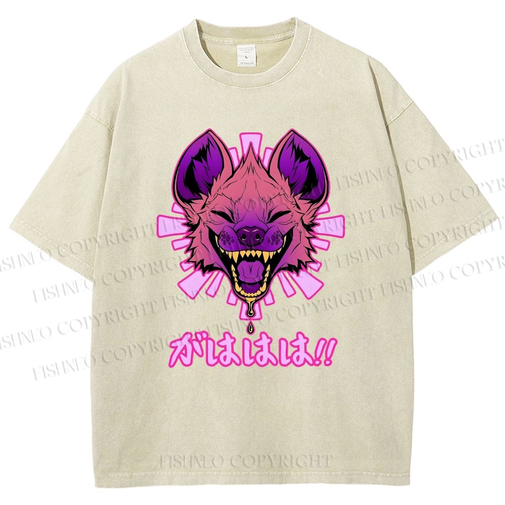 Unisex Wolf Printed Washed Tee