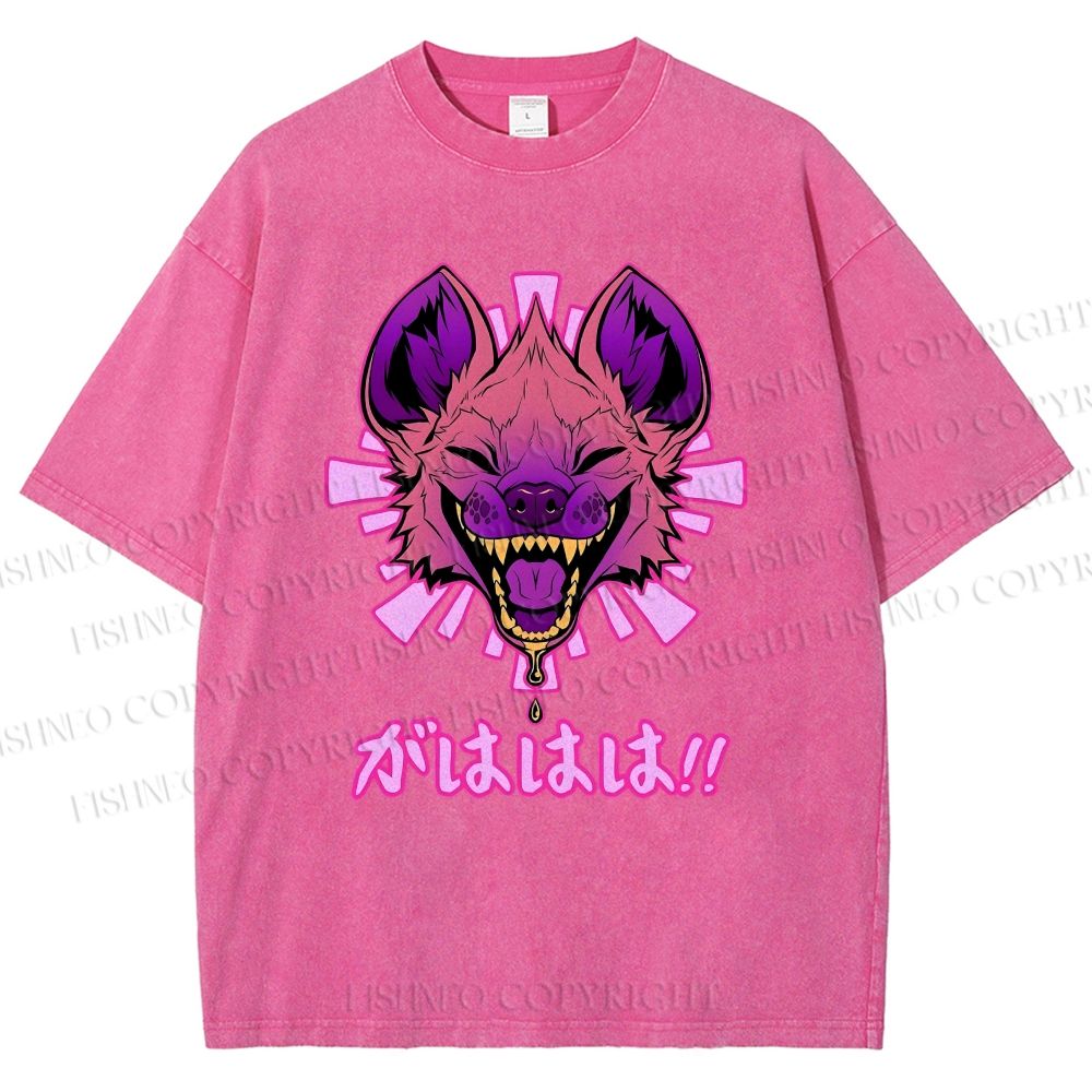 Unisex Wolf Printed Washed Tee