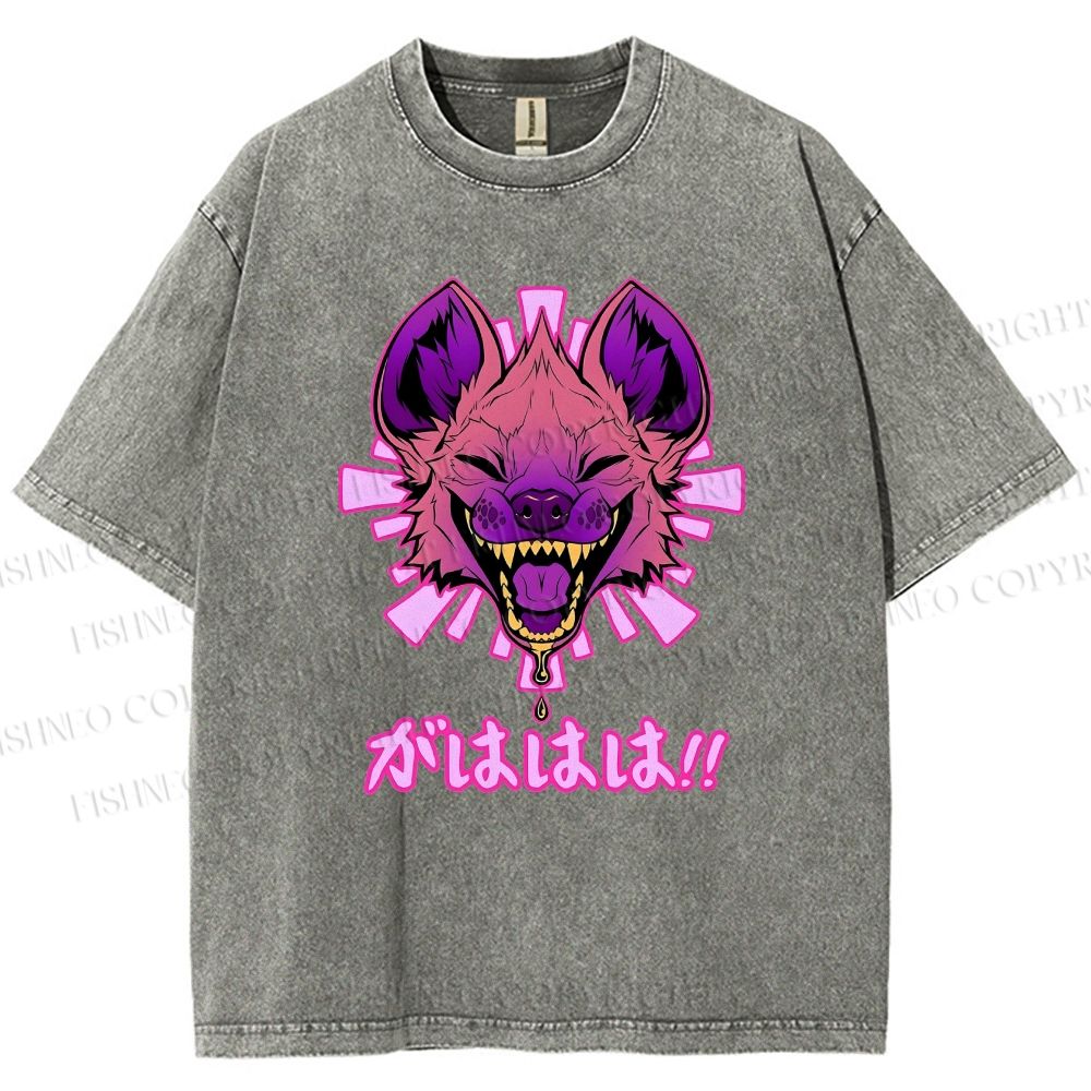 Unisex Wolf Printed Washed Tee