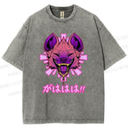 Unisex Wolf Printed Washed Tee