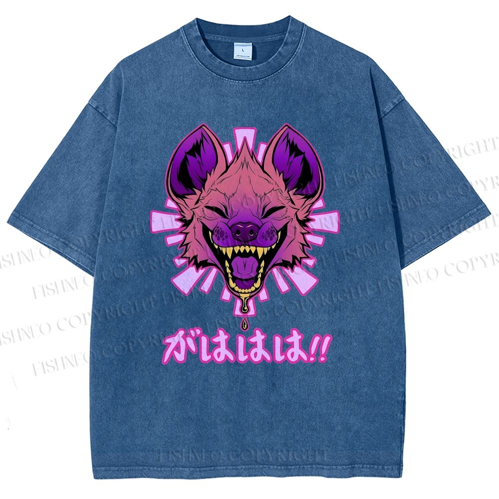 Unisex Wolf Printed Washed Tee