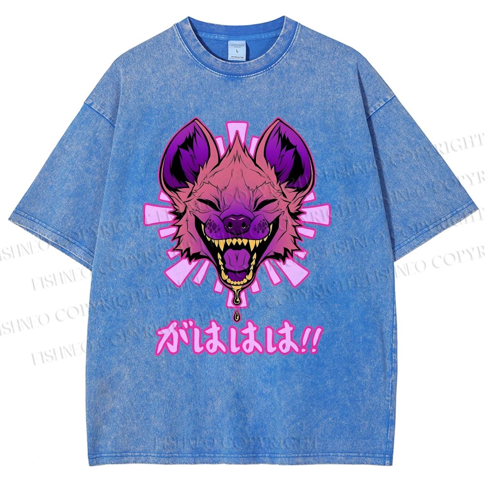 Unisex Wolf Printed Washed Tee