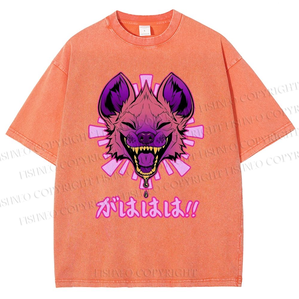 Unisex Wolf Printed Washed Tee
