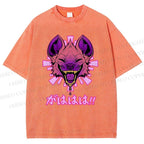 Unisex Wolf Printed Washed Tee