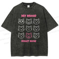Unisex Cat Printed Washed Tee