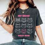 Unisex Cat Printed Washed Tee