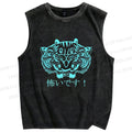 Unisex Tiger Printed Washed Tank Top