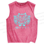 Unisex Tiger Printed Washed Tank Top