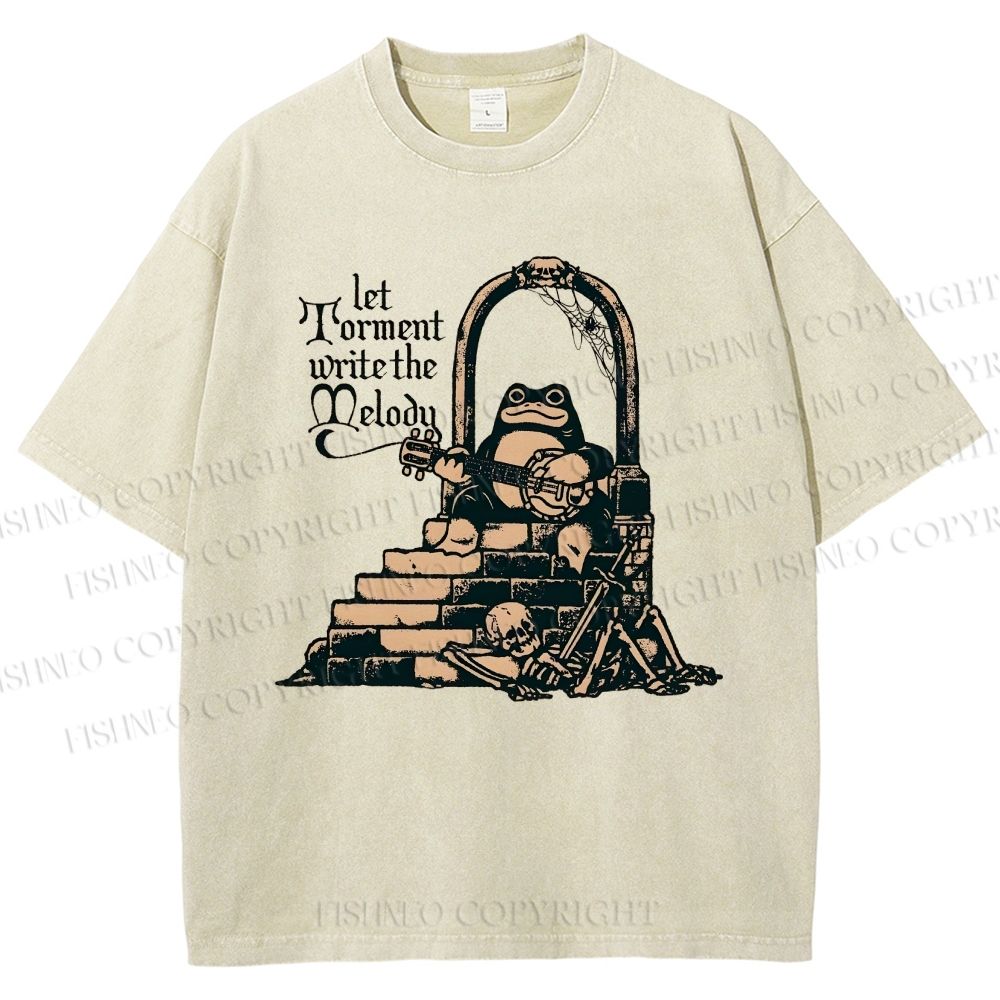 Unisex Frog Printed Washed Tee