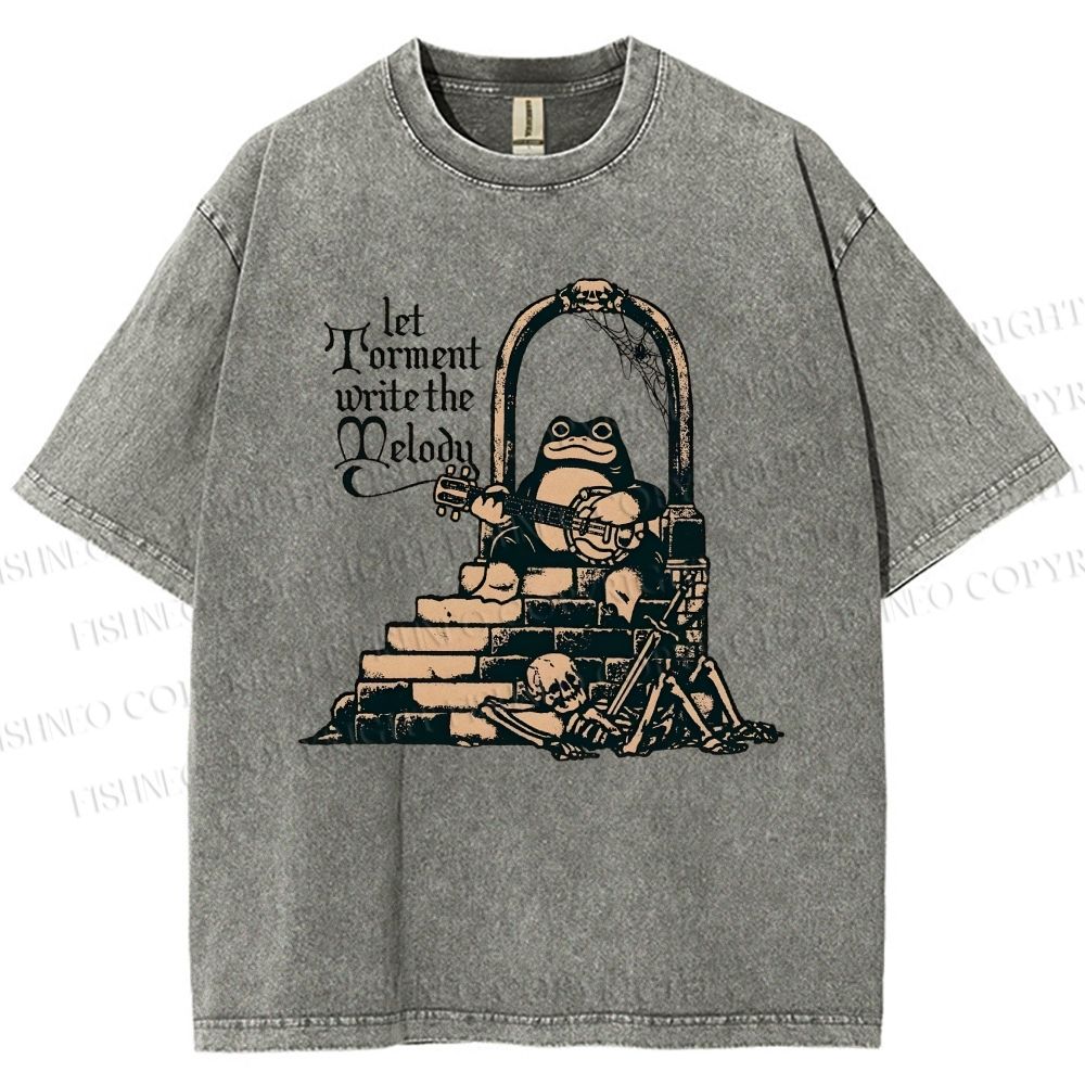 Unisex Frog Printed Washed Tee