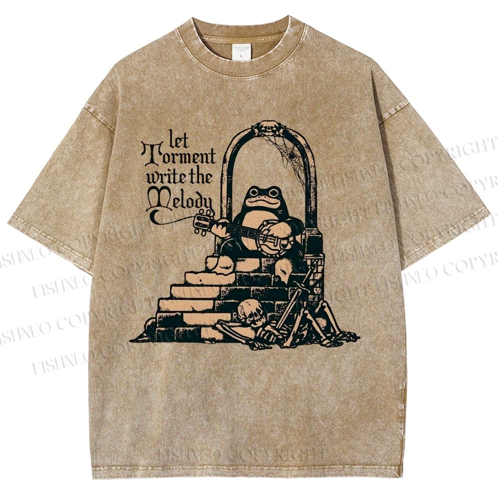 Unisex Frog Printed Washed Tee