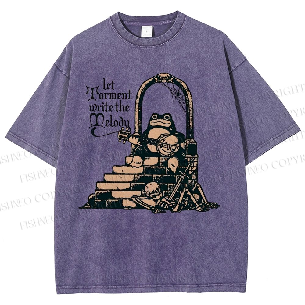 Unisex Frog Printed Washed Tee