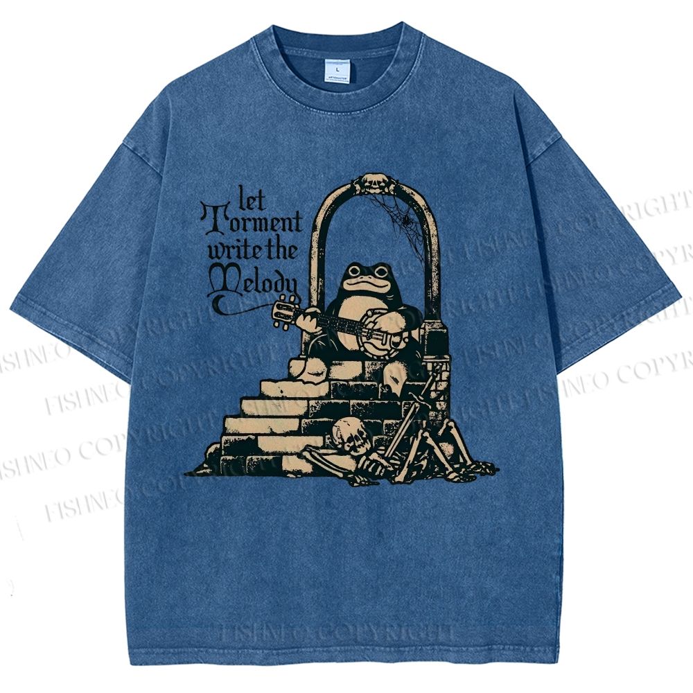 Unisex Frog Printed Washed Tee