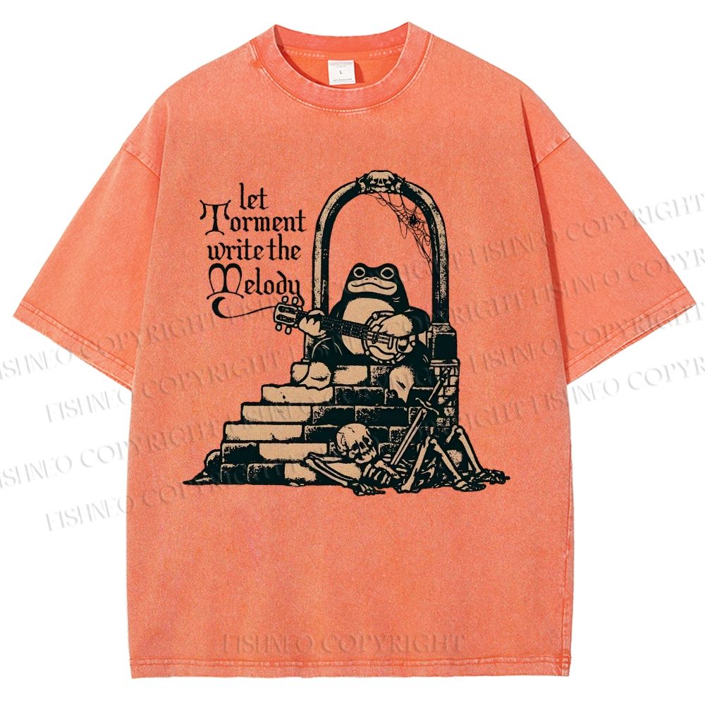 Unisex Frog Printed Washed Tee