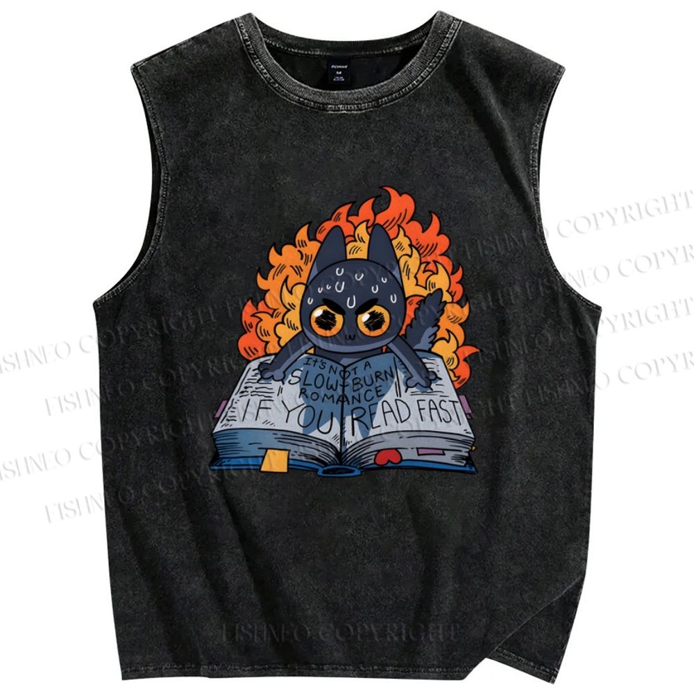 Unisex Reading Printed Washed Tank Top