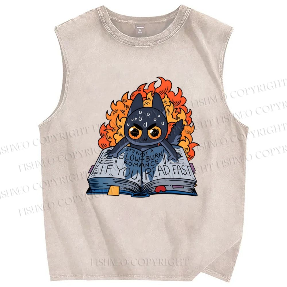 Unisex Reading Printed Washed Tank Top