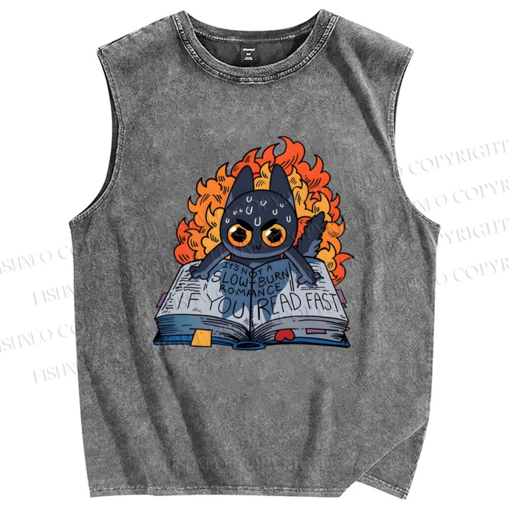 Unisex Reading Printed Washed Tank Top