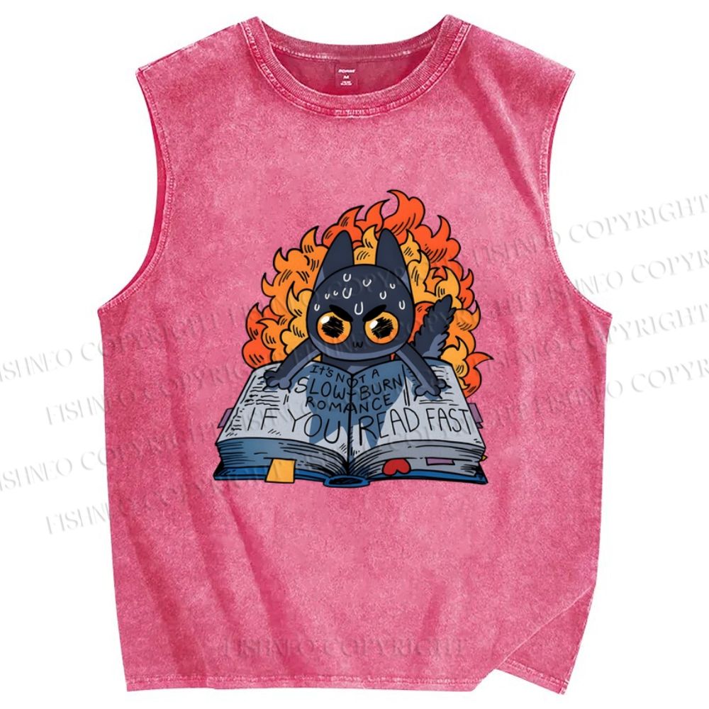 Unisex Reading Printed Washed Tank Top
